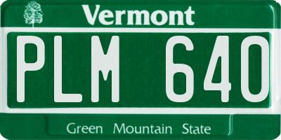VT license plate PLM640
