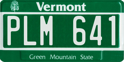 VT license plate PLM641