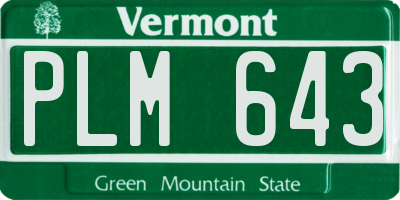 VT license plate PLM643