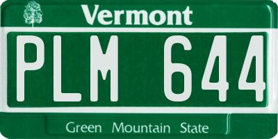 VT license plate PLM644