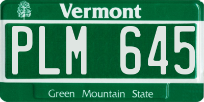 VT license plate PLM645