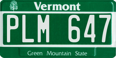 VT license plate PLM647