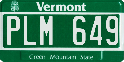 VT license plate PLM649