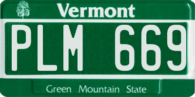 VT license plate PLM669