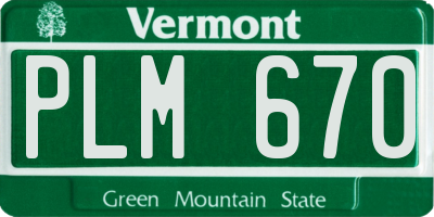 VT license plate PLM670