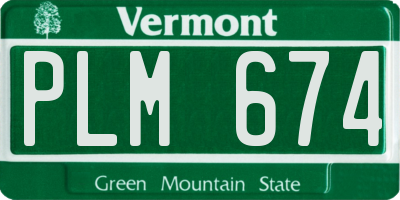VT license plate PLM674
