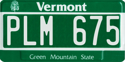 VT license plate PLM675