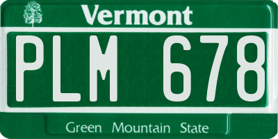 VT license plate PLM678