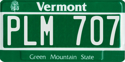 VT license plate PLM707