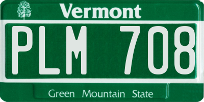 VT license plate PLM708