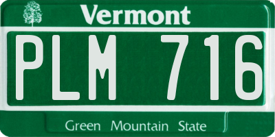 VT license plate PLM716