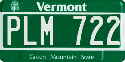 VT license plate PLM722