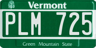 VT license plate PLM725