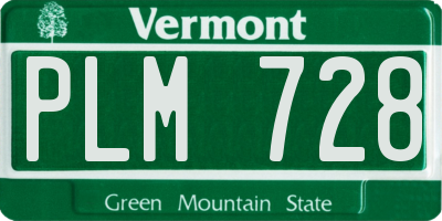 VT license plate PLM728