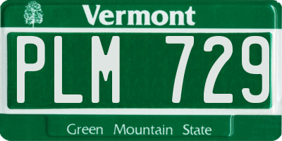 VT license plate PLM729