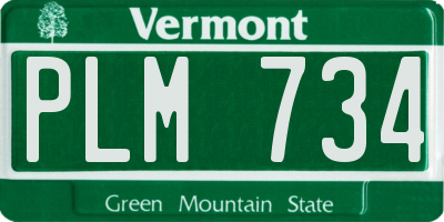 VT license plate PLM734