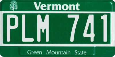 VT license plate PLM741