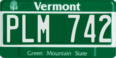 VT license plate PLM742