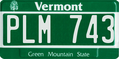VT license plate PLM743