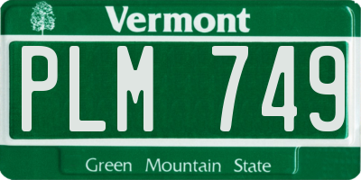 VT license plate PLM749