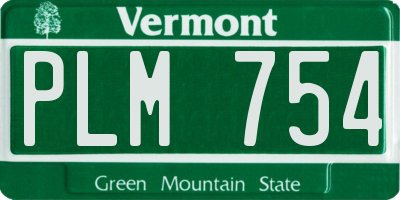 VT license plate PLM754
