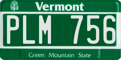 VT license plate PLM756