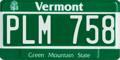 VT license plate PLM758
