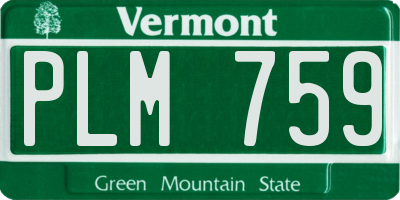 VT license plate PLM759