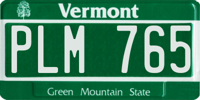 VT license plate PLM765