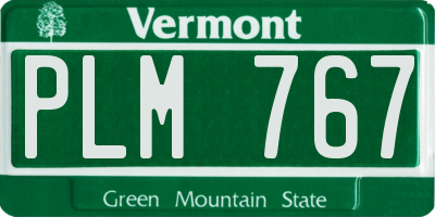 VT license plate PLM767