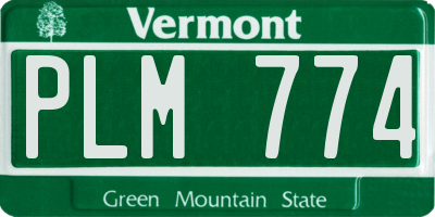 VT license plate PLM774
