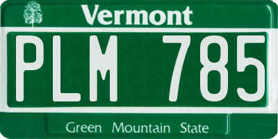 VT license plate PLM785