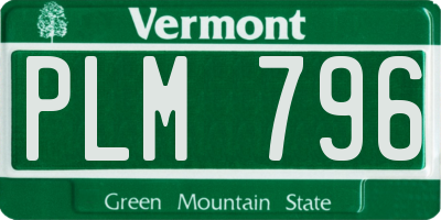 VT license plate PLM796