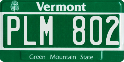 VT license plate PLM802