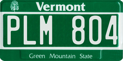 VT license plate PLM804