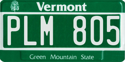 VT license plate PLM805