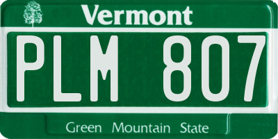 VT license plate PLM807