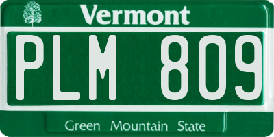 VT license plate PLM809