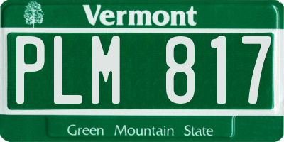 VT license plate PLM817
