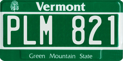 VT license plate PLM821