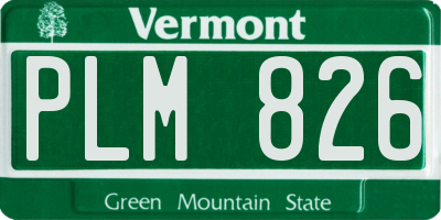 VT license plate PLM826