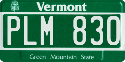 VT license plate PLM830