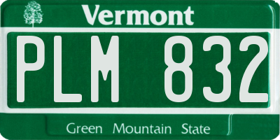 VT license plate PLM832