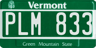 VT license plate PLM833