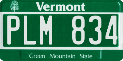 VT license plate PLM834