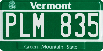 VT license plate PLM835