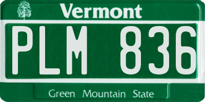 VT license plate PLM836