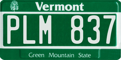 VT license plate PLM837
