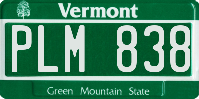 VT license plate PLM838