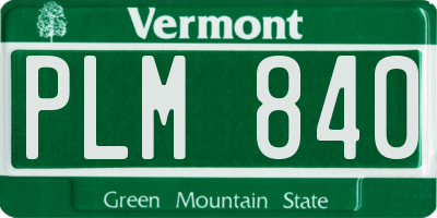 VT license plate PLM840